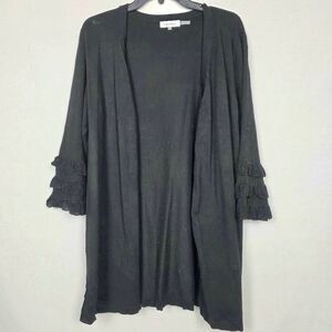Calvin Klein Black Ruffle Sleeve Cardigan L